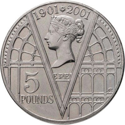 купить Великобритания 5 фунтов 2001 "100 лет со дня смерти королевы Виктории"