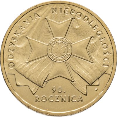 купить Польша 2 злотых 2008 [KM#Y.650] 90-летие восстановления независимости