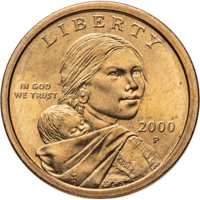 купить США 1 доллар (dollar) 2000 "Sacagawea dollar (Сакагавея доллар - парящий орёл)" знак монетного двора "P" - Филадельфия