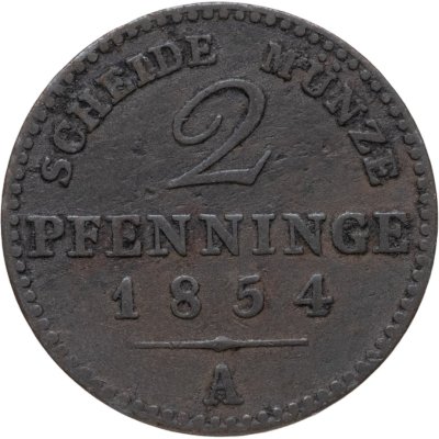 купить Пруссия 2 пфеннига 1854 А