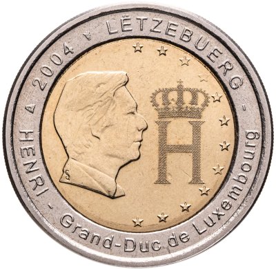 купить Люксембург 2 евро (euro) 2004 "Портрет и монограмма герцога Люксембурга Анри Нассау"