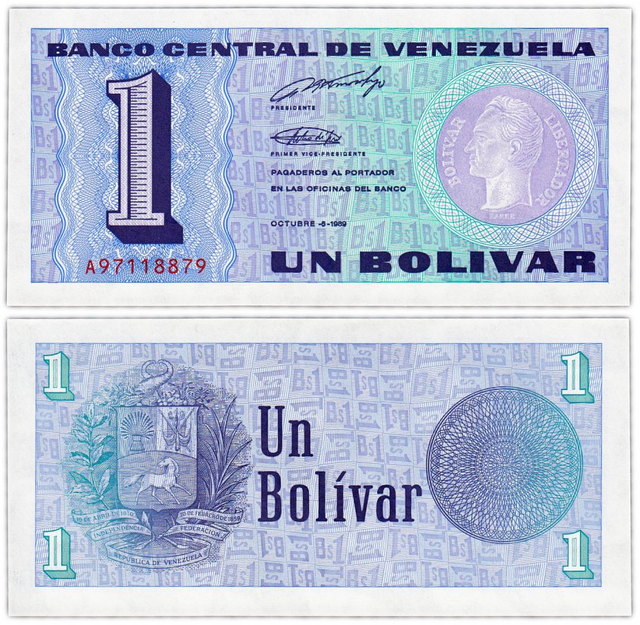 купить Венесуэла 1 боливар 1989 (Pick 68)