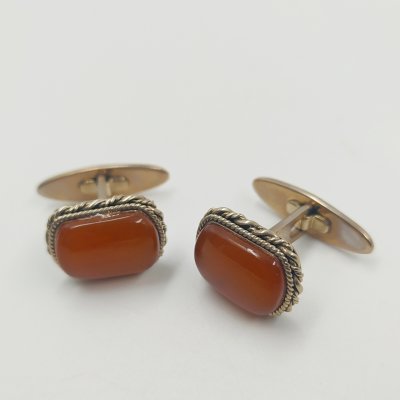 купить Запонки винтажные, металл, янтарь, СССР, 1970-1990 гг.