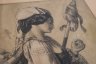 Купить Литография "Итальянка с прялкой и колосьями" в паспарту и застеклённой раме, художник Скино Александр Трофимович, бумага, печать, Российская империя, 1850-1880 гг.