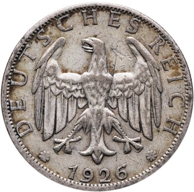 купить Германия 2 рейхсмарки (reichsmark) 1926, знак монетного двора "A" — Берлин