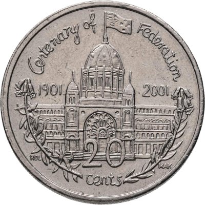 купить Австралия 20 центов (cents) 2001 Столетие Федерации - Виктория