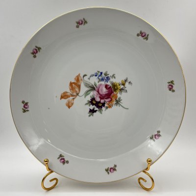 купить Блюдо круглое с цветочным декором, фарфор, деколь, золочение, Bohemia (Neurohlau), Чехословакия, 1970-1990 гг.