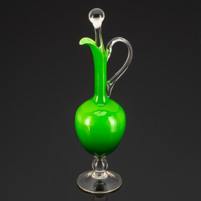 купить Кувшин зеленого оттенка на шарообразном основании, стекло, гутная техника, Муранское стекло, Италия, 1970-1990 гг.