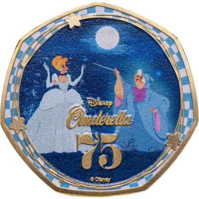 купить Соломоновы Острова 50 центов 2025 «75-летие Золушки. Золушка и крестная фея /позолоченная/»