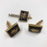 Купить Набор из запонок и зажима для галстука "Римский воин", металл, стекло, золочение, СССР, 1960-1990 гг.