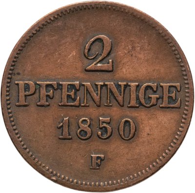 купить Германия, Саксония 2 пфеннига (pfennig) 1850