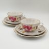 Купить Сервиз чайный с цветочным декором на 4 персоны (15 предметов), фарфор, роспись, люстр, золочение, Дулевский фарфоровый завод (Дулёво), Россия, 1989 г.