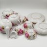 Купить Сервиз чайный с цветочным декором на 4 персоны (15 предметов), фарфор, роспись, люстр, золочение, Дулевский фарфоровый завод (Дулёво), Россия, 1989 г.