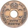 Купить Британская Восточная Африка 5 центов (cents) 1943