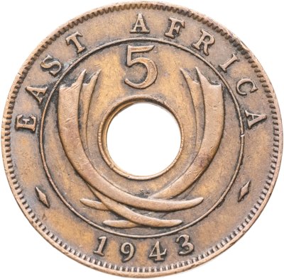 купить Британская Восточная Африка 5 центов (cents) 1943