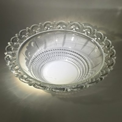 купить Ваза (конфетница/салатник) из десертного сервиза "Ажурный" прозрачная, автор Н. Тарковская, стекло, Стекольный завод имени Первого коммунистического добровольческого отряда (1 КДО), СССР, 1950-1960 гг.