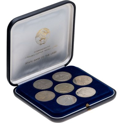 купить Набор из 7 монет СССР Олимпиада - 80 + 1 рубль 1970 100 лет со дня рождения В.И. Ленина , в футляре Государственного Банка СССР