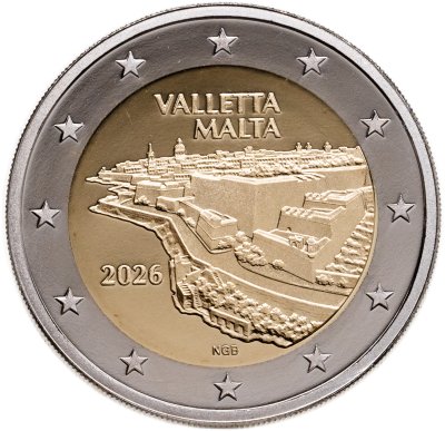 купить Мальта 2 евро 2026 "Валлетта" пруф, в футляре с сертификатом