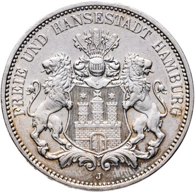 купить Германская империя, Гамбург 3 марки (mark) 1912 J