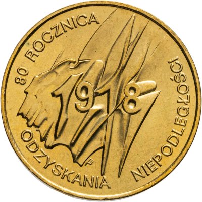 купить Польша 2 злотых (zlote) 1998 "80 лет независимости Польши"