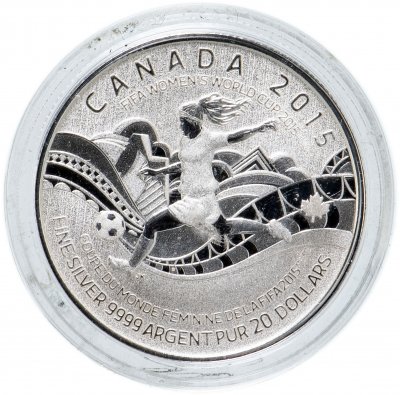 купить Канада 20 долларов 2015 Женский футбол Чемпионат мира по футболу