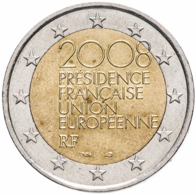 Купить Франция 2 евро (euro) 2008 "Председательство Франции в Совете Европейского Союза"