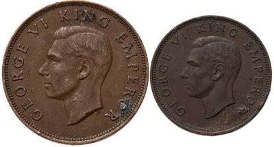купить Новая Зеландия набор 1/2 и 1 пенни 1942-1947 (Георг VI)