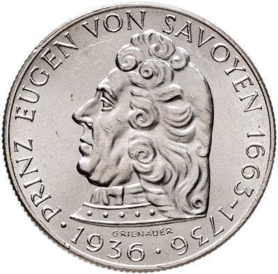 купить Австрия 2 шиллинга (shillings) 1936 200 лет со дня смерти Принца Евгения Савойского