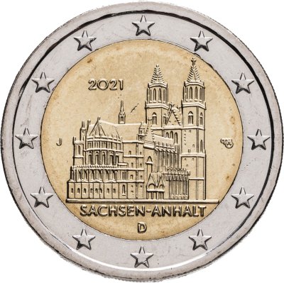 купить Германия 2 евро (euro) 2021 Федеральная земля Саксония-Анхальт - Магдебургский собор, знак монетного двора "J" - Гамбург