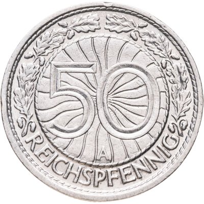 купить Германия 50 рейхспфеннигов (reichspfennig) 1928, знак монетного двора "А" — Берлин