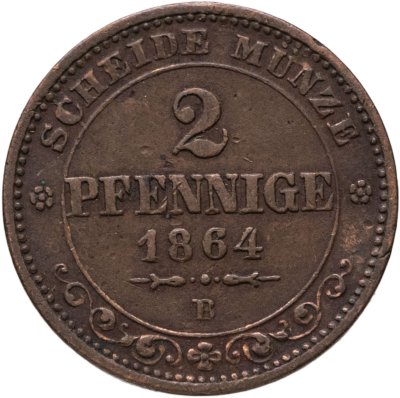 купить Германия, Саксония 2 пфеннига 1864