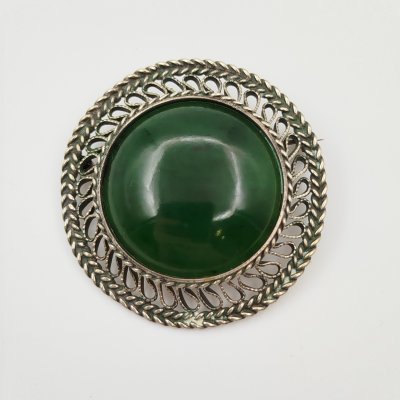 купить Брошь, металл, вставка зеленого цвета, СССР, 1970-1990 гг.