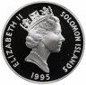 Купить Соломоновы острова 5 долларов 1995 "Елизавета II. 50 лет окончания WWII на Тихом океане"