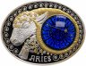 Купить Македония 10 динар (денари) 2015 Proof "Знаки зодиака - Овен" в футляре, с сертификатом c вставкой из стекла