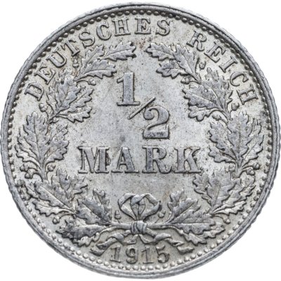 купить Германия 1/2 марки (mark) 1915 Знак монетного двора: "D" - Мюнхен
