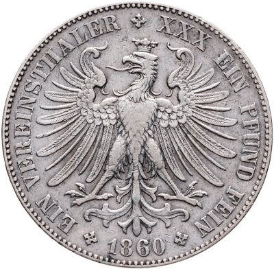 купить Франкфурт 1 союзный талер (vereinstaler) 1860