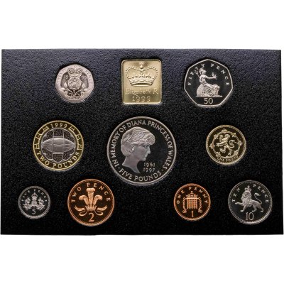 купить Великобритания, годовой набор 1999 Proof из 9 монет, в том числе 5 фунтов "Принцесса Диана"