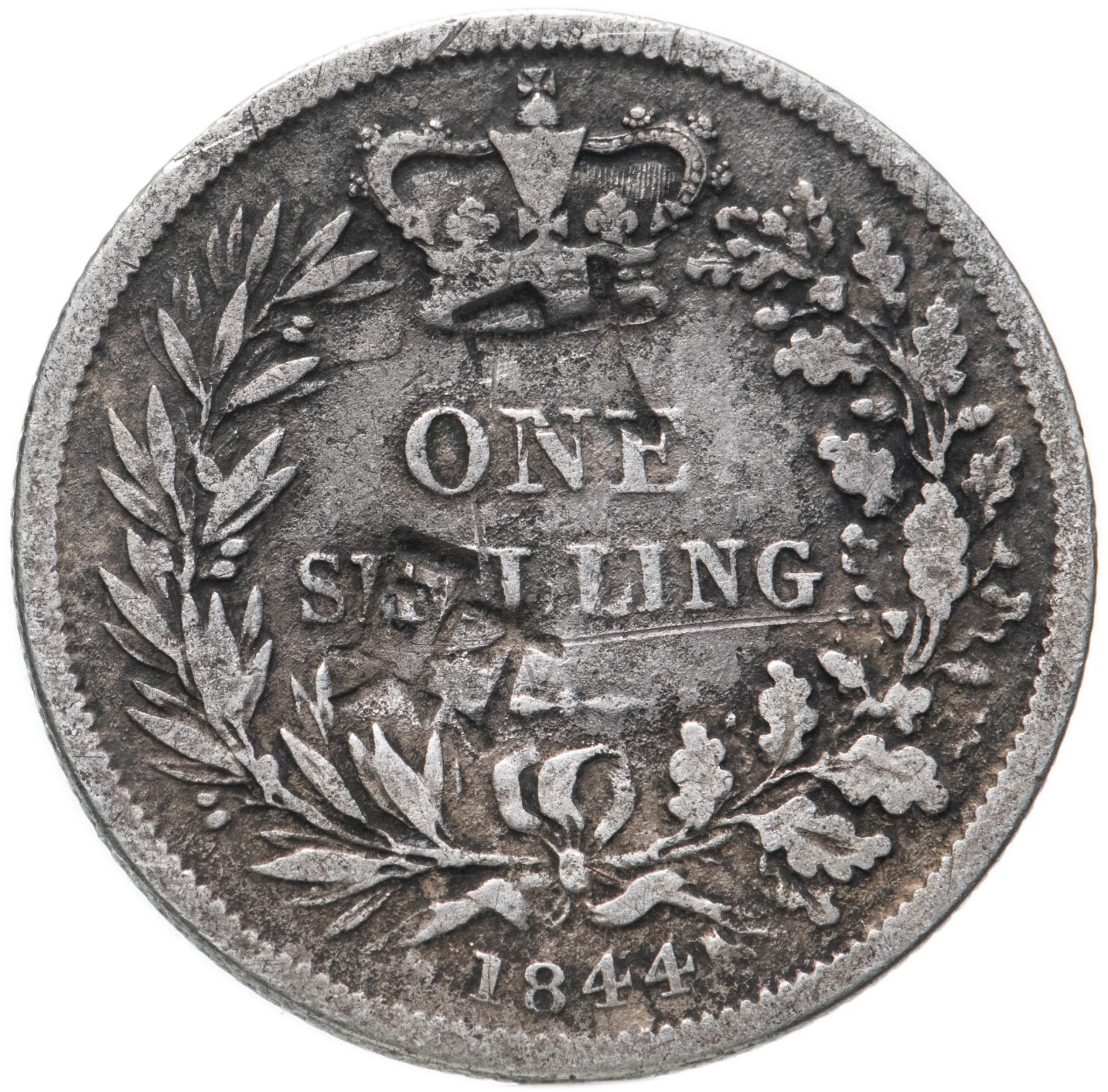 Монета Великобритания 1 шиллинг (shilling) 1844 стоимостью 1266 руб.