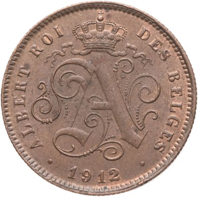 купить Бельгия 2 сантима (centimes) 1912 Надпись на французском - 'ALBERT ROI DES BELGES'