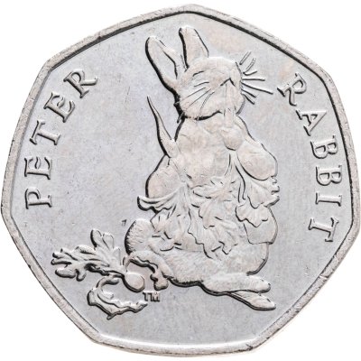 купить Великобритания 50 пенсов 2018 "150 лет со дня рождения Беатрис Поттер, Кролик Питер"