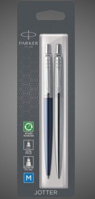 Купить Набор из 2х ручек Parker Jotter шариковая ручка Royal Blue CT и гелевая ручка Stainless Steel CT в блистерной упаковке, Лаки и смолы: лак, нержавеющая сталь, 2026 г.
