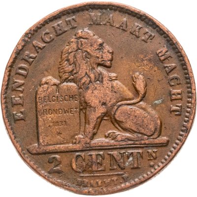 купить Бельгия 2 сантима (centimes) 1911 Надпись на голландском - 'ALBERT KONING DER BELGEN'