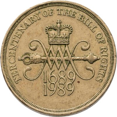 купить Великобритания 2 фунта (pounds) 1989 "300 лет "Биллю о правах" Англии"