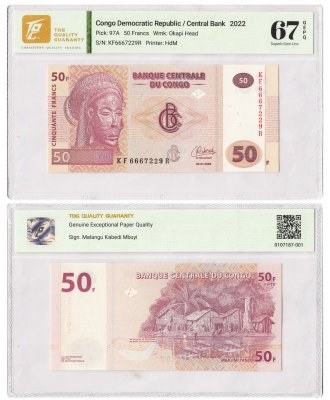 купить Конго 50 франков 2022 (2023) в слабе TQG UNC67