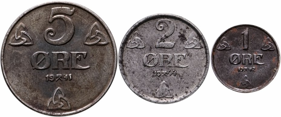 купить Норвегия, набор из 3 монет 1941-1944 годов (железо / магнитные)
