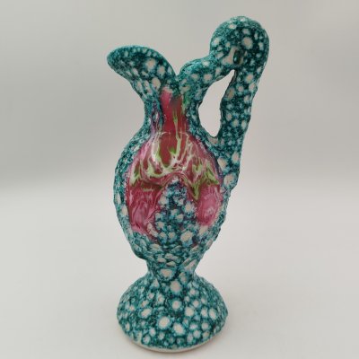 купить Кувшин миниатюрный с фактурным декором бирюзового цвета, керамика, лавовая глазурь (fat lava), Италия, 1970-1990 гг.