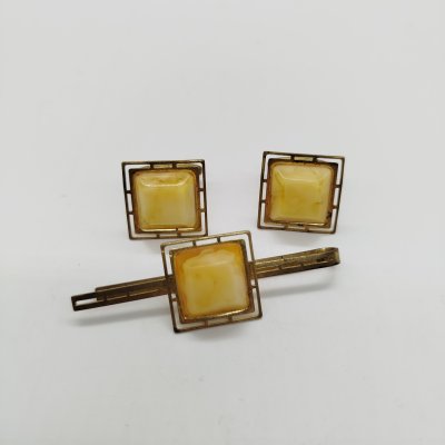 купить Набор из запонок и зажима для галстука, металл, пластик, СССР, 1970-1980 гг.