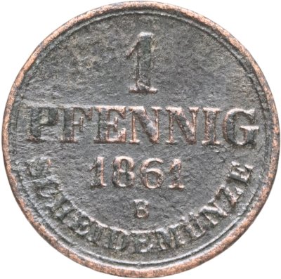 купить Германия, Ганновер 1 пфенниг (pfennig) 1861