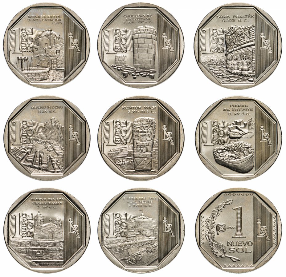 купить Перу набор из 9 монет 2011-2012 "Архитектура"