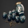 Купить Набор для подачи оливок/ягод на 6 персон (банка с длинной вилкой, миниатюрные пиалы, шпажки 5 шт.), стекло, металл, Западная Европа, 1930-1950 гг.